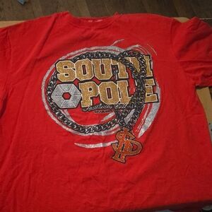 South Pole Red Tee with Chain Graphic